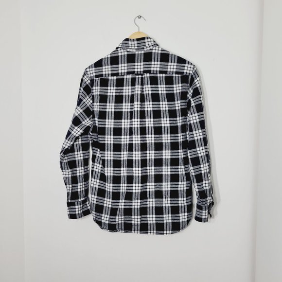 Jachs Men Black White Regular Fit Checkered Cut Away Collar Casual Shirt Size S - Picture 10 of 13